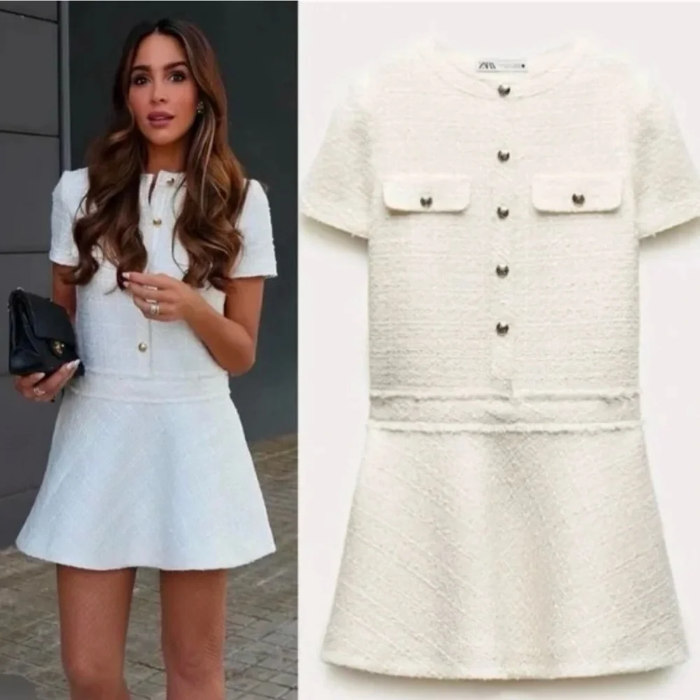ZARA mini structured dress tweed dress